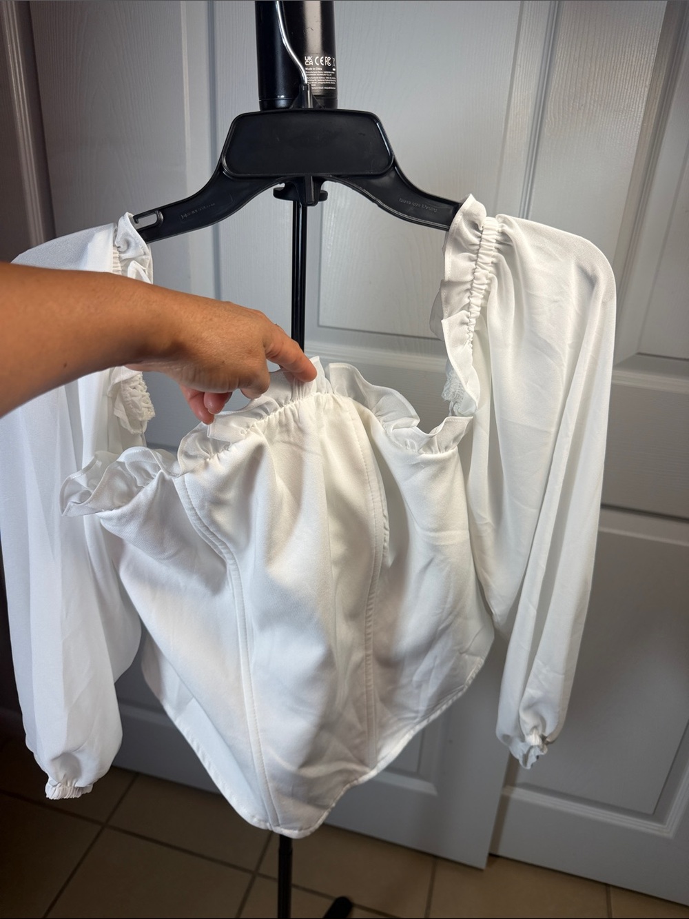 Fashion Nova White Off-Shoulder Corset Blouse